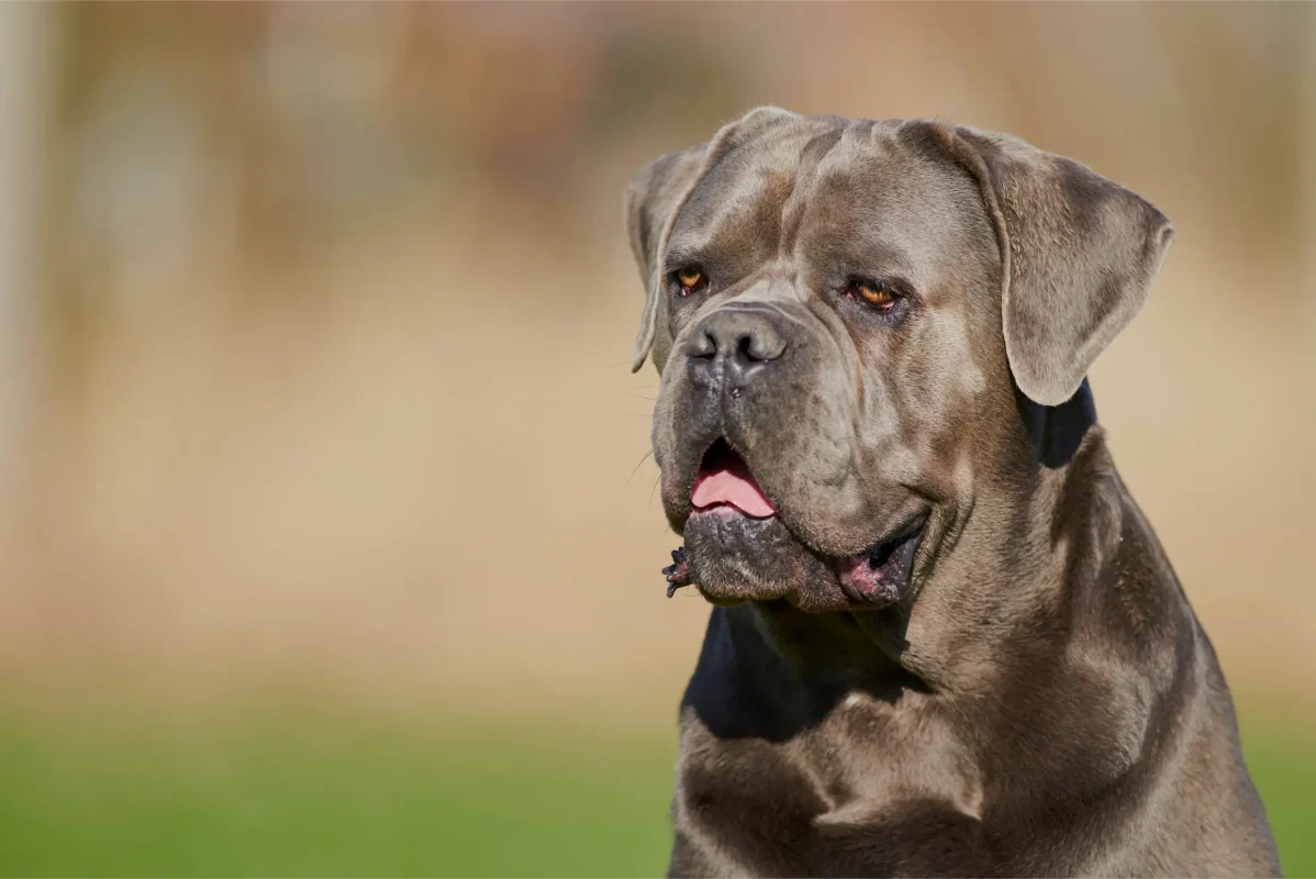 Cane Corso portrait against a soft natural background
